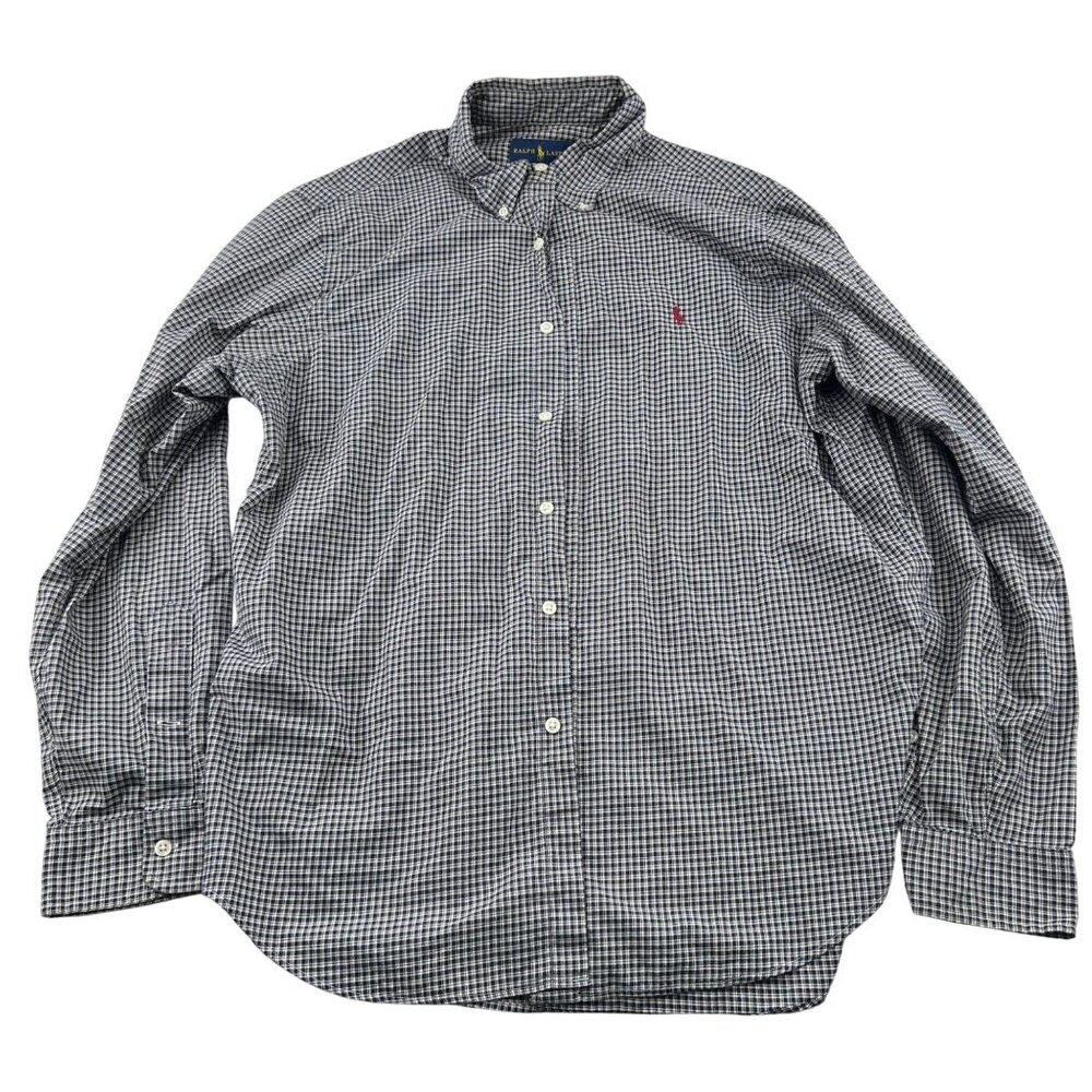 Ralph Lauren Men's size‎ Large Navy Checkered Long Sleeve Button-Down Shirt